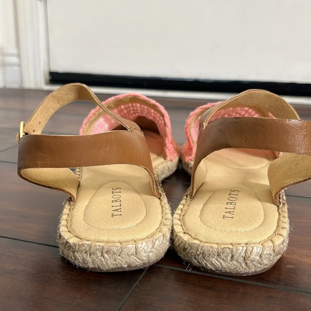 Talbots‎ Women's Izzy Corded Espadrille Flats size 9.5 Ankle Leather Strap New